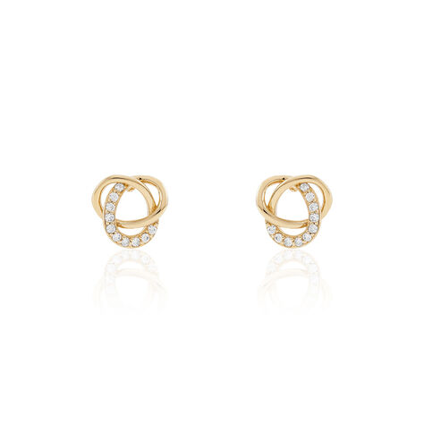 Boucles D'oreilles Puces Henia Plaqué Or Jaune Oxyde De Zirconium - Boucles d'oreilles fantaisie Femme | Histoire d’Or