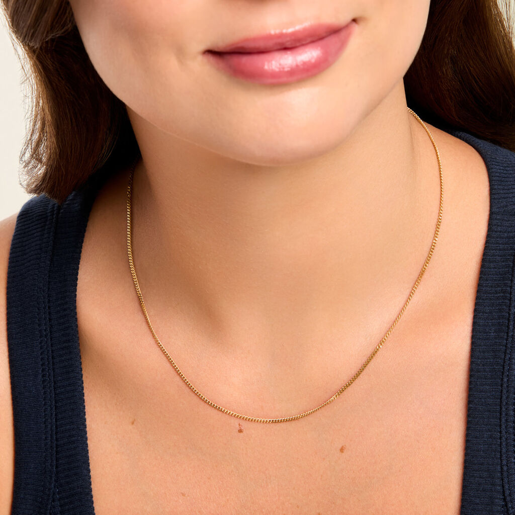 Chaine Ixia Maille Gourmette Diam Argent Dor&eacute; A L'Or 750/1000 - Chaines Unisex | Histoire d&rsquo;Or