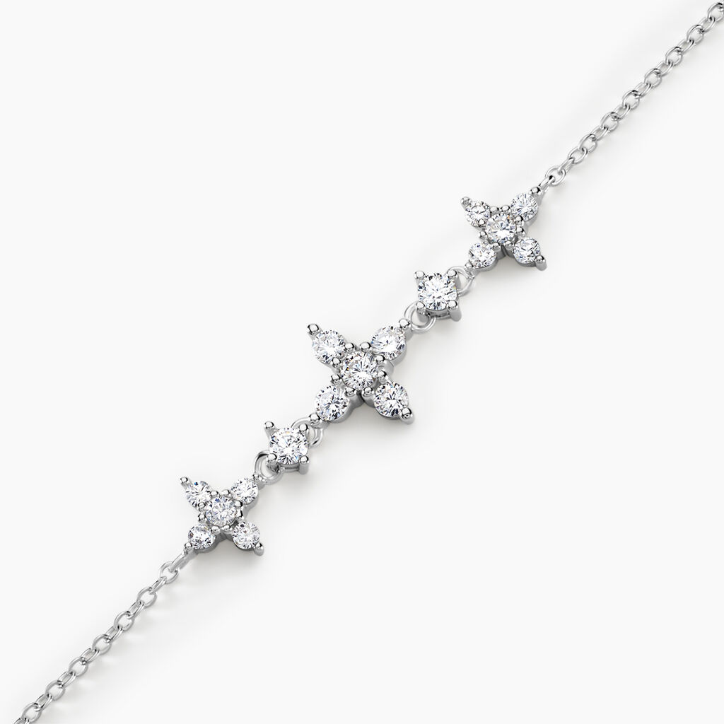 Bracelet Midnight Flower Argent Blanc Oxyde De Zirconium - Bracelets Femme | Histoire d’Or