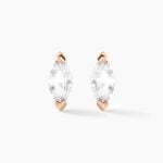 Boucles D'oreilles Puces Navette Argent Rose Oxyde De Zirconium - Boucles d'oreilles fantaisie Femme | Histoire d&rsquo;Or
