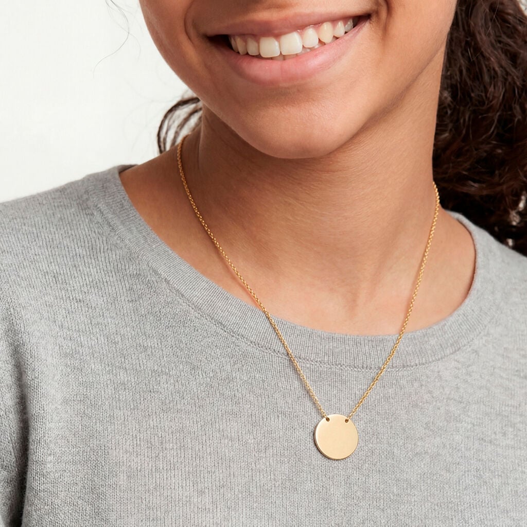 Collier Leana Pastille Gravable Or Jaune - Cadeaux de naissance Enfant | Histoire d&rsquo;Or
