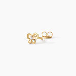 Boucles D'Oreilles Puces Cathy Argent Dor&eacute; A L'Or 750/1000 Oxyde De Zirconium - Boucles d'oreilles fantaisie Femme | Histoire d&rsquo;Or