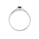 Bague Solitaire Or Blanc Crista Saphir Diamants - Bagues solitaires Femme | Histoire d&rsquo;Or