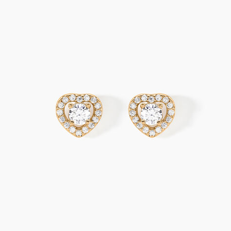 Boucles D'oreilles Puces Alais Plaqué Or Jaune Oxyde De Zirconium - Boucles d'oreilles fantaisie Femme | Histoire d’Or