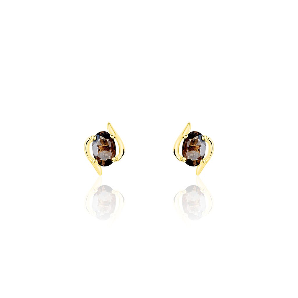 Boucles D'oreilles Puces Vrille Ovale Or Jaune Quartz - Clous d'oreilles Femme | Histoire d&rsquo;Or