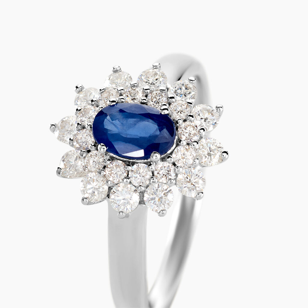 Bague Ivan Or Blanc Saphir Et Diamant - Bagues solitaires Femme | Histoire d’Or