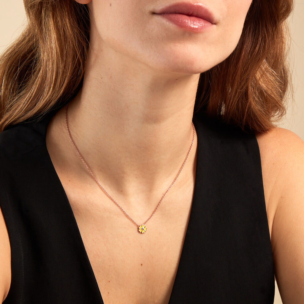 Collier Mimosa Argent Rose Oxyde De Zirconium - Ras de cou Femme | Histoire d’Or