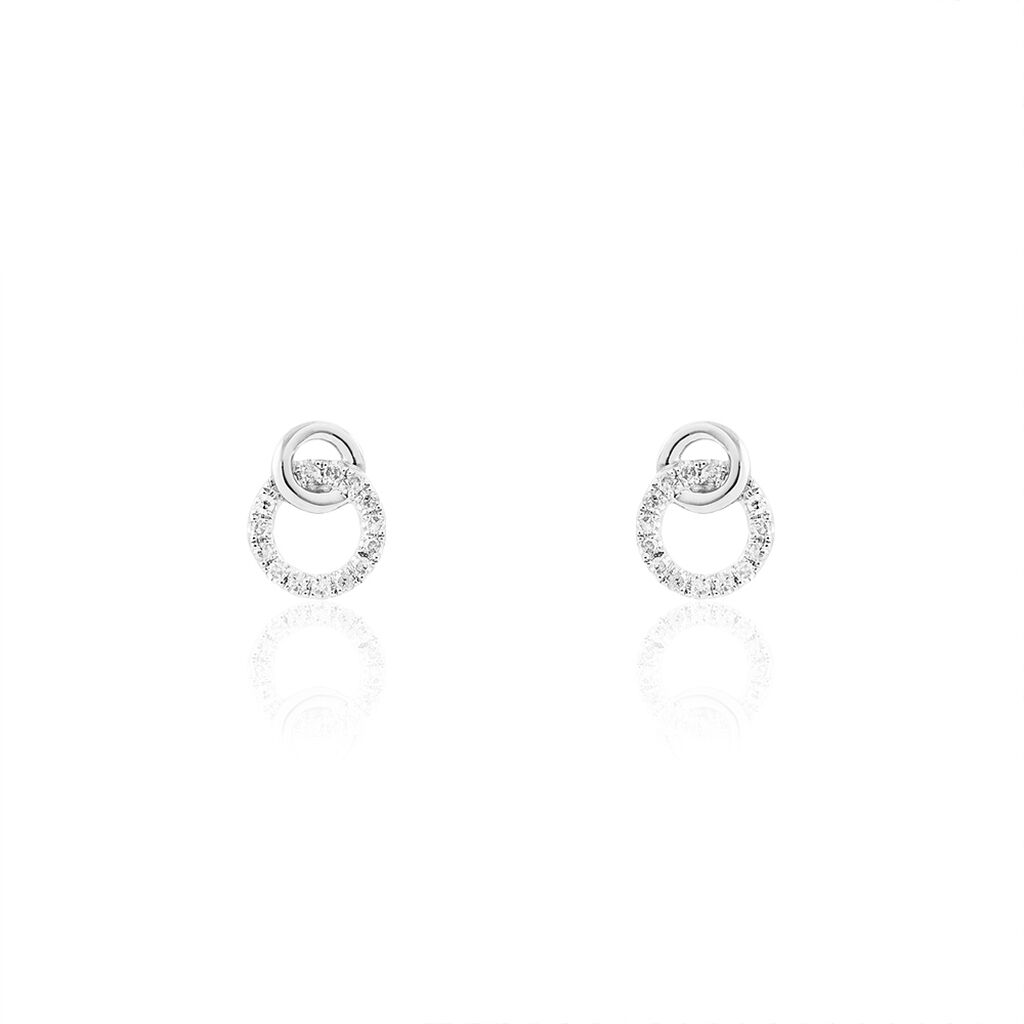 Boucles D'oreilles Puces Mahaut Or Blanc Diamant - Clous d'oreilles Femme | Histoire d’Or