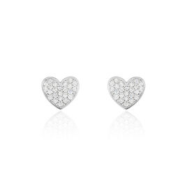 Boucles D'oreilles Puces Esperanza Argent Blanc Oxyde De Zirconium - Boucles d'Oreilles Coeur Femme | Histoire d’Or