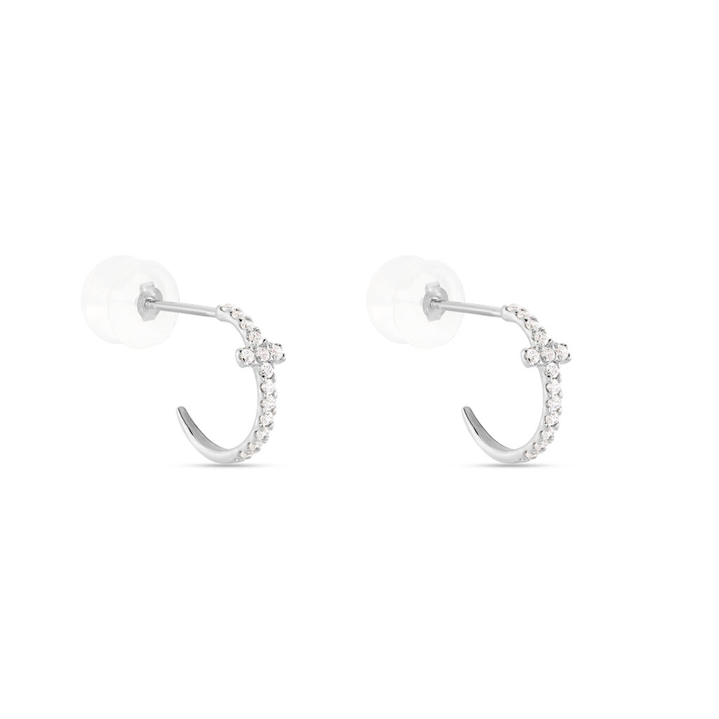 Créoles Like A Virgin Or Blanc Oxyde De Zirconium - Boucles d'oreilles créoles Femme | Histoire d’Or