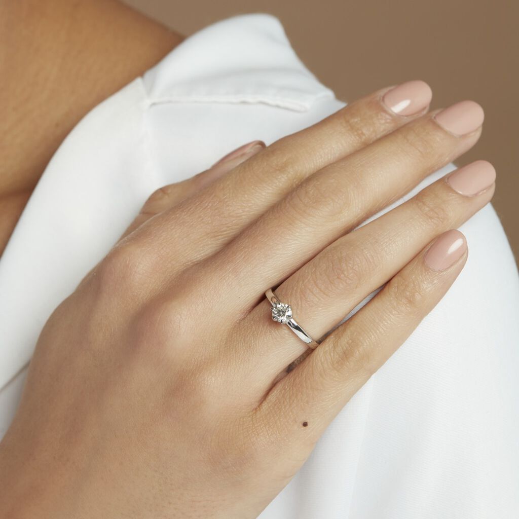 Bague Solitaire Natalia Pl Platine Blanc Diamant - Bagues solitaires Femme | Histoire d’Or