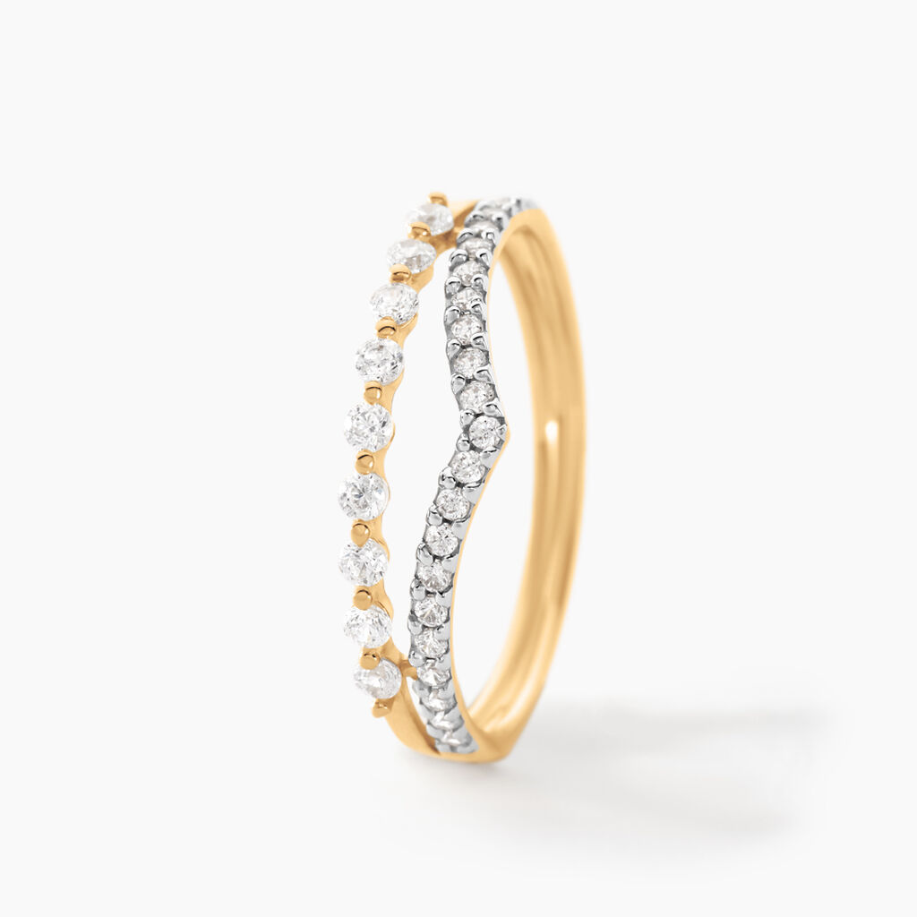 Bague Or Jaune Eclat D'etoile Oxyde De Zirconium - Bagues avec pierre Femme | Histoire d’Or