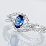 Bague Lyna Or Blanc Saphir Et Diamant - Bagues solitaires Femme | Histoire d&rsquo;Or