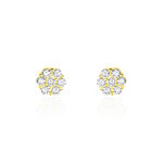 Boucles D'oreilles Puces Eleanor Fleur Or Jaune Oxyde De Zirconium - Clous d'oreilles Femme | Histoire d&rsquo;Or