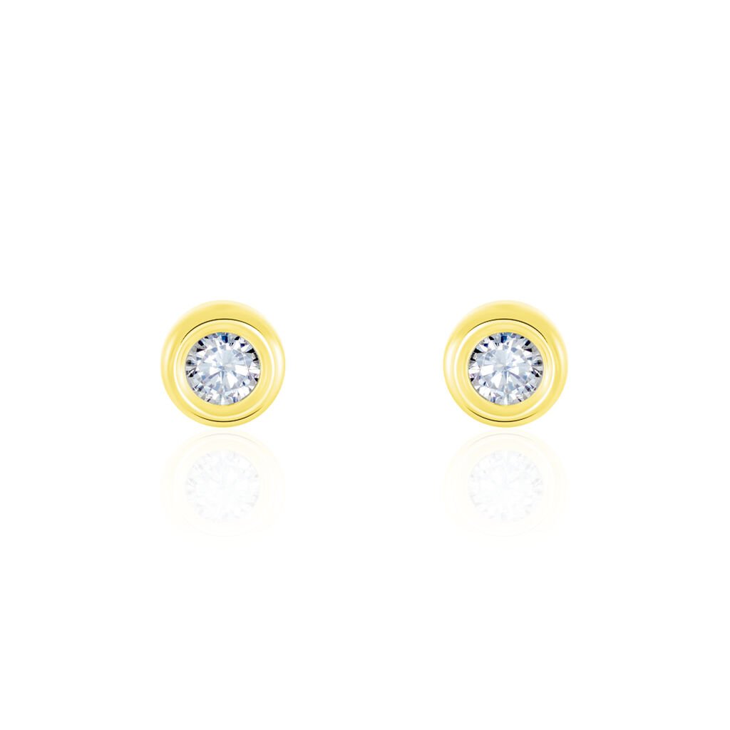 Boucles D'oreilles Puces Eden Serti Pneu Or Jaune Oxyde De Zirconium - Clous d'oreilles Femme | Histoire d’Or