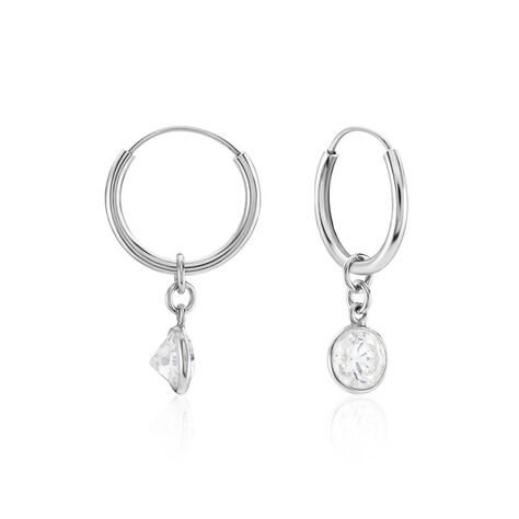 Créoles Argent Blanc Lehunnus Oxyde De Zirconium - Boucles d'oreilles créoles Femme | Histoire d’Or