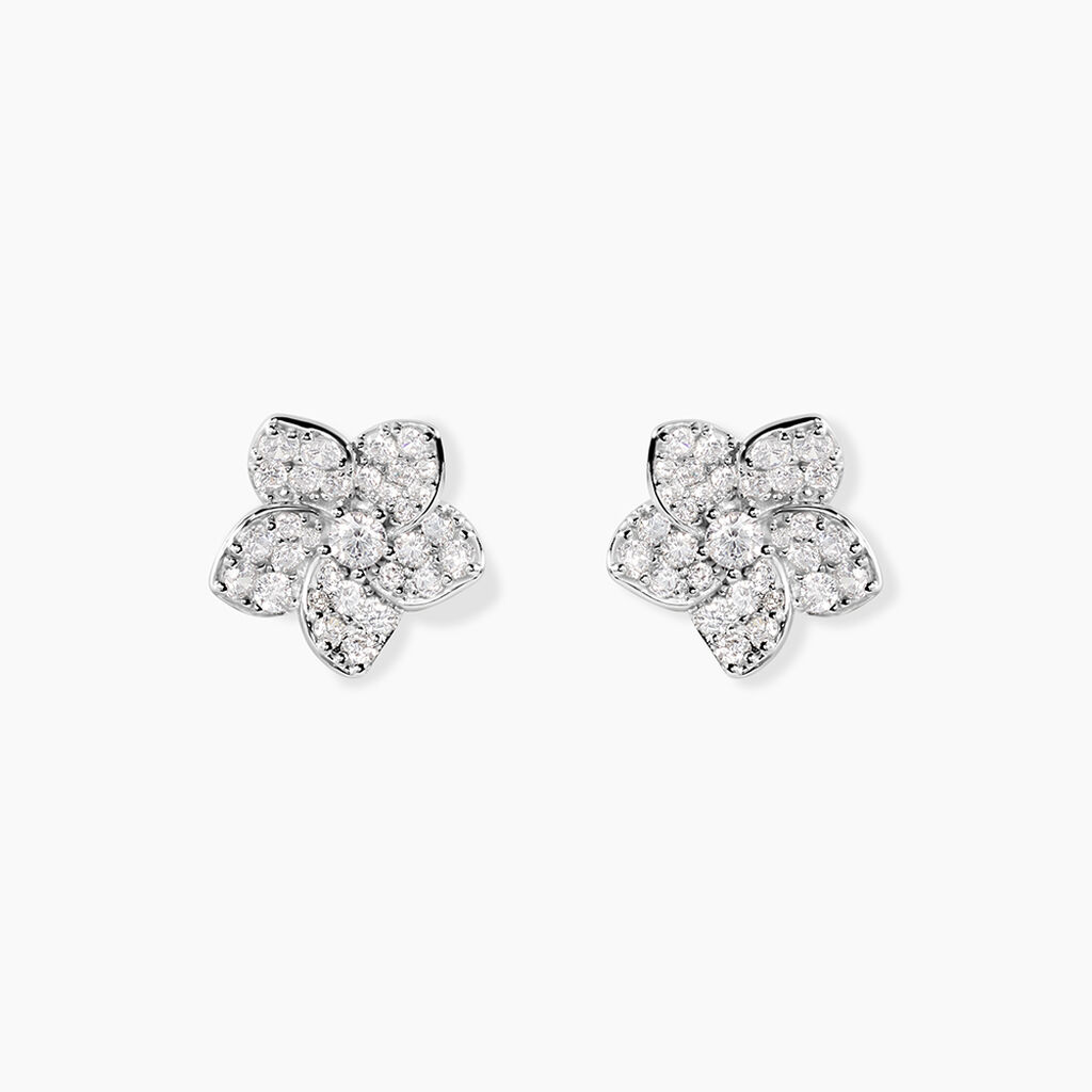 Boucles D'Oreilles Puces Sephine Argent Blanc Oxyde De Zirconium - Boucles d'oreilles fantaisie Femme | Histoire d&rsquo;Or