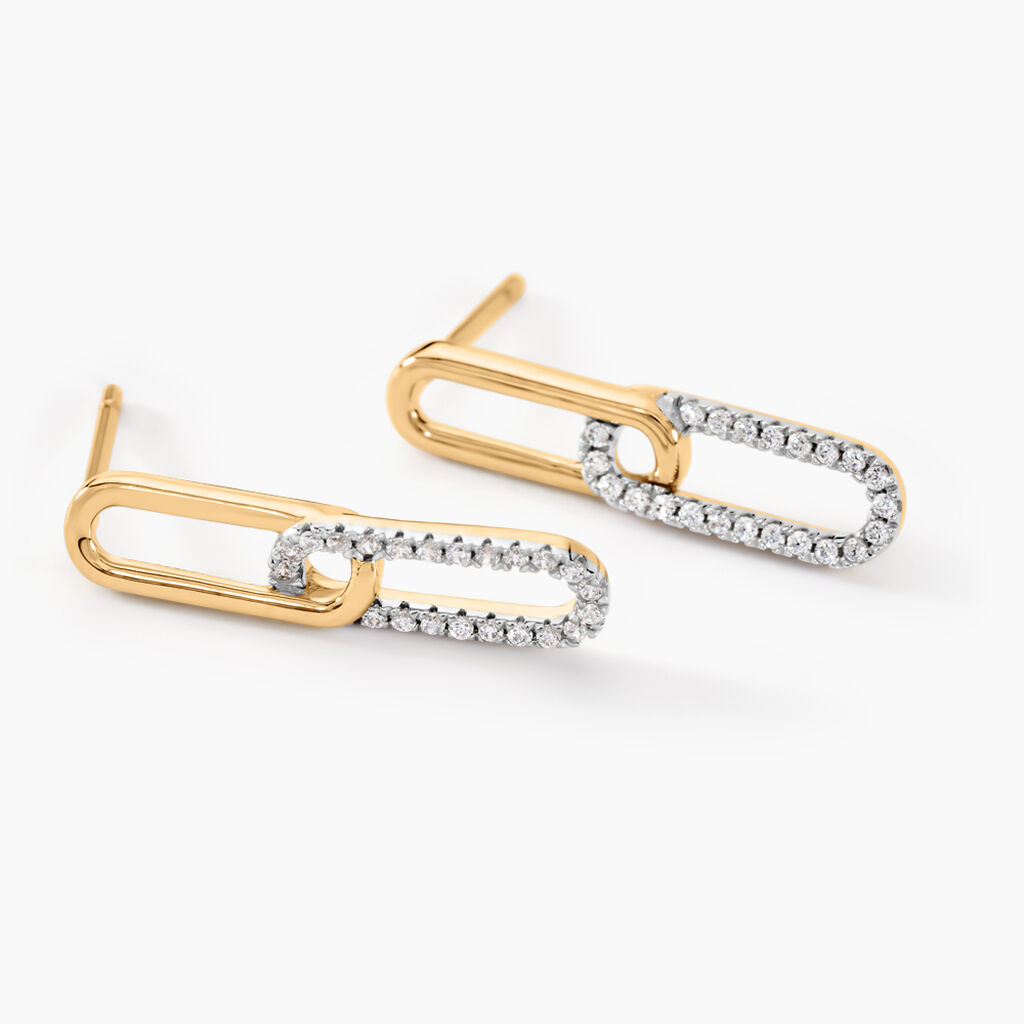 Boucles D'oreilles Pendantes Graphic Lines Or Jaune Oxyde De Zirconium - Boucles d'oreilles pendantes Femme | Histoire d’Or