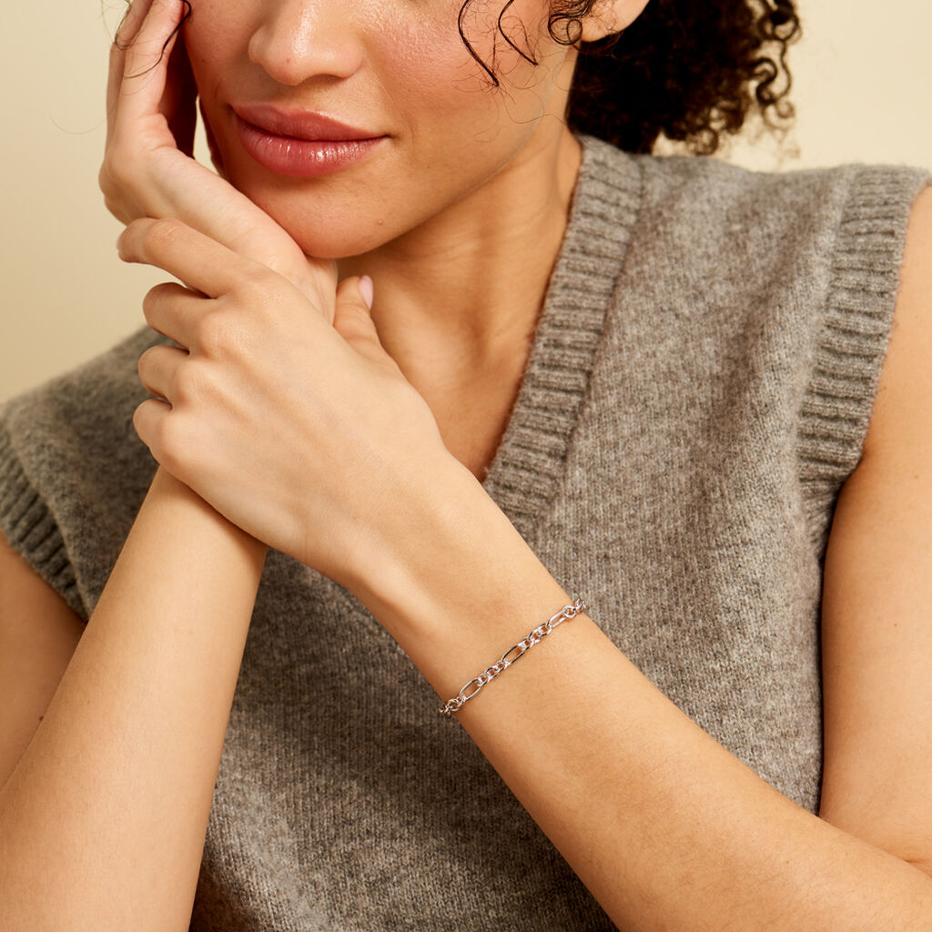 Bracelet Maille Camiorica Argent Blanc - Bracelets chaîne Femme | Histoire d’Or