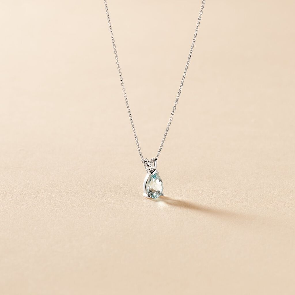 Collier Teresa Or Blanc Topaze Et Diamant - Colliers Femme | Histoire d&rsquo;Or
