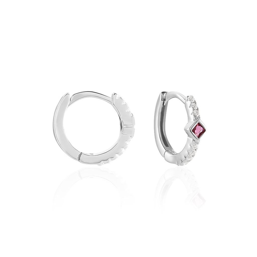 Créoles Fane Argent Rhodié Oxyde De Zirconium - Boucles d'oreilles créoles Femme | Histoire d’Or