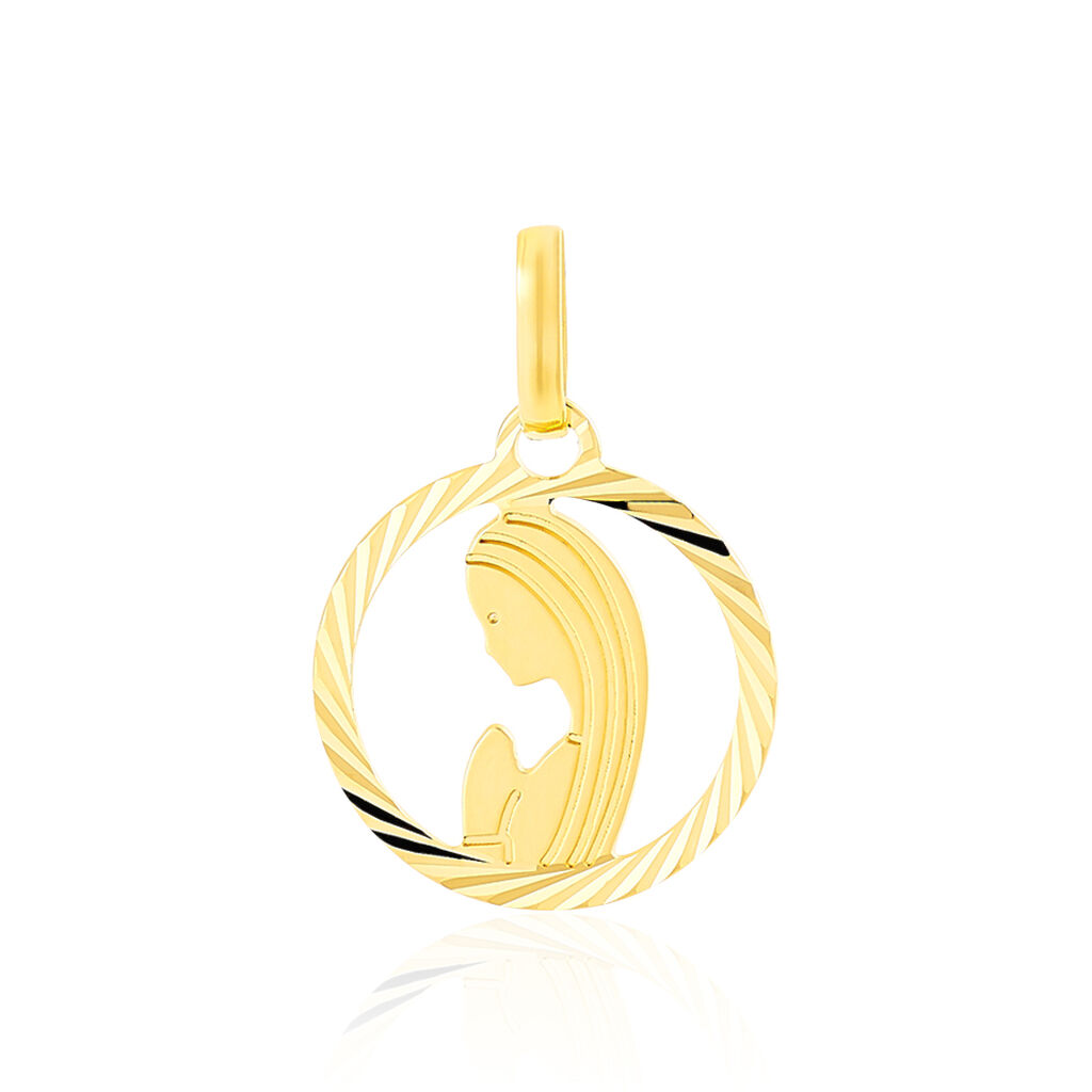 Pendentif Vierge Rond Diamante Or Jaune