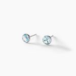 Boucles D'oreilles Puces Edy Serti Clos Or Blanc Topaze - Clous d'oreilles Femme | Histoire d&rsquo;Or