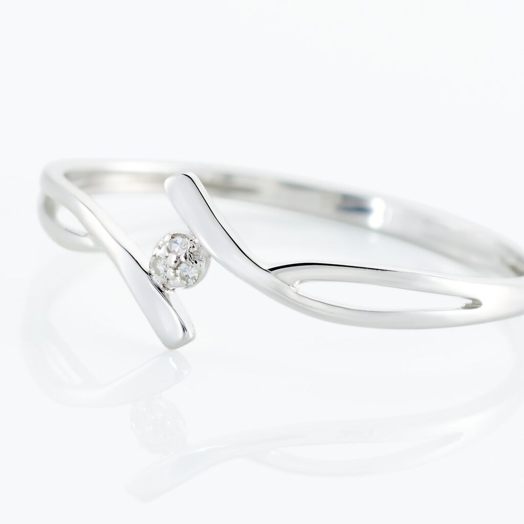 Bague Or Blanc Aatto Diamants - Bagues avec pierre Femme | Histoire d’Or
