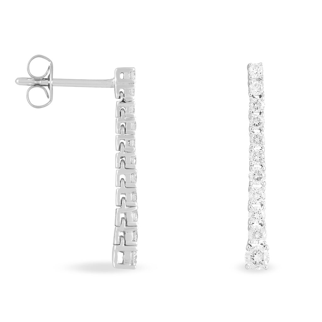 Boucles D'oreilles Puces Riviera Or Blanc Diamant - Boucles d'oreilles pendantes Femme | Histoire d’Or