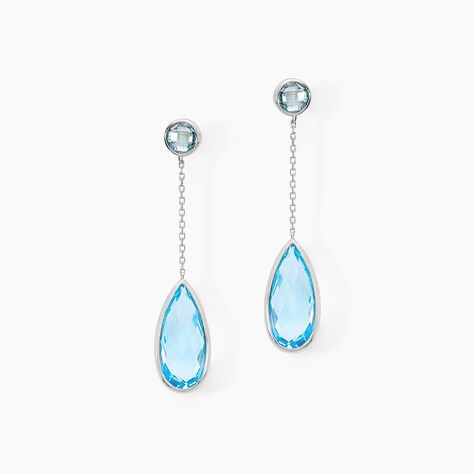 Boucles D'oreilles Pendantes Denis Or Blanc Topaze - Boucles d'oreilles pendantes Femme | Histoire d&rsquo;Or