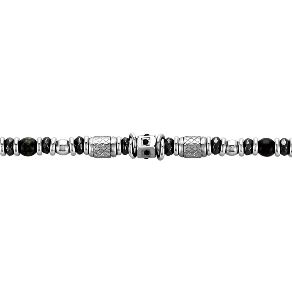 Bracelet Cliff Acier Gris Labradorite H&eacute;matite Oxyde De Zirconium - Bracelets Homme | Histoire d&rsquo;Or