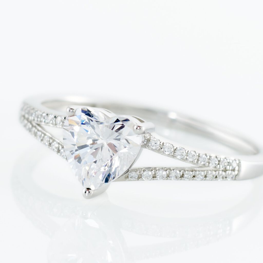 Bague Or Blanc Zandra Oxyde De Zirconium - Bagues solitaires Femme | Histoire d’Or
