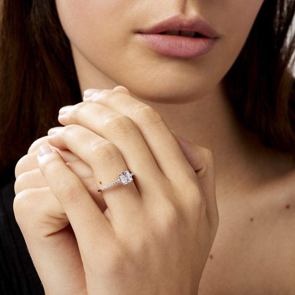 Bague Solitaire Celina Argent Blanc Oxyde De Zirconium - Bagues solitaires Femme | Histoire d’Or