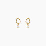 Boucles D'Oreilles Puces Fortuna Argent Dor&eacute; A L'Or 750/1000 Oxyde De Zirconium - Boucles d'oreilles fantaisie Femme | Histoire d&rsquo;Or