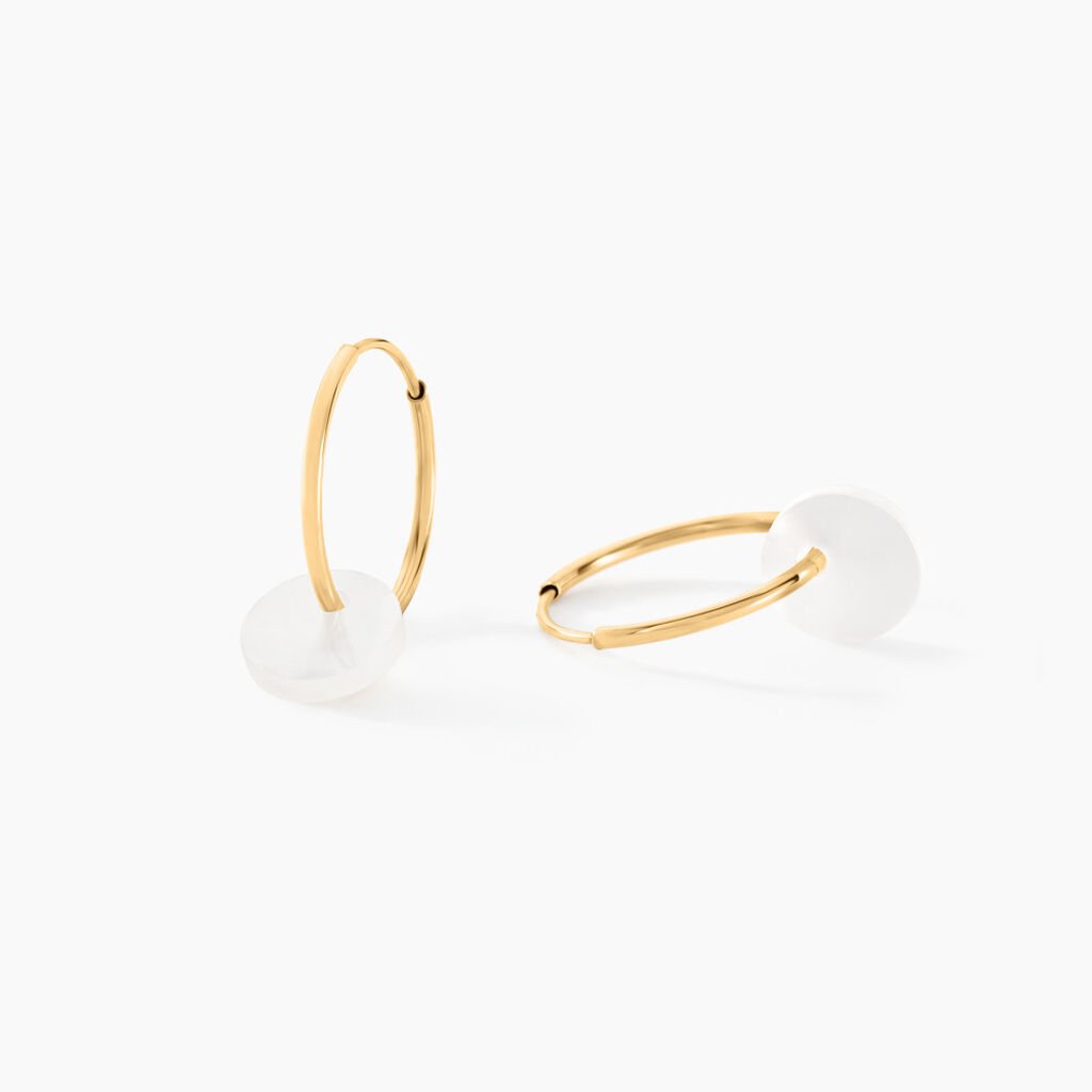 Creoles Or Jaune Vicenze Nacre - Boucles d'oreilles créoles Enfant | Histoire d’Or