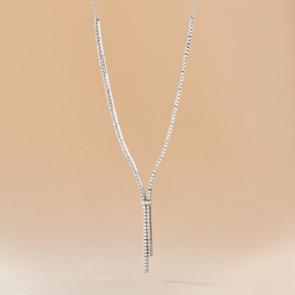 Collier River Or Blanc Diamant - Colliers Femme | Histoire d&rsquo;Or