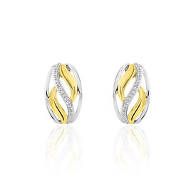 Boucles D'oreilles Pendantes Or Bicolore Diamant - Clous d'oreilles Femme | Histoire d’Or