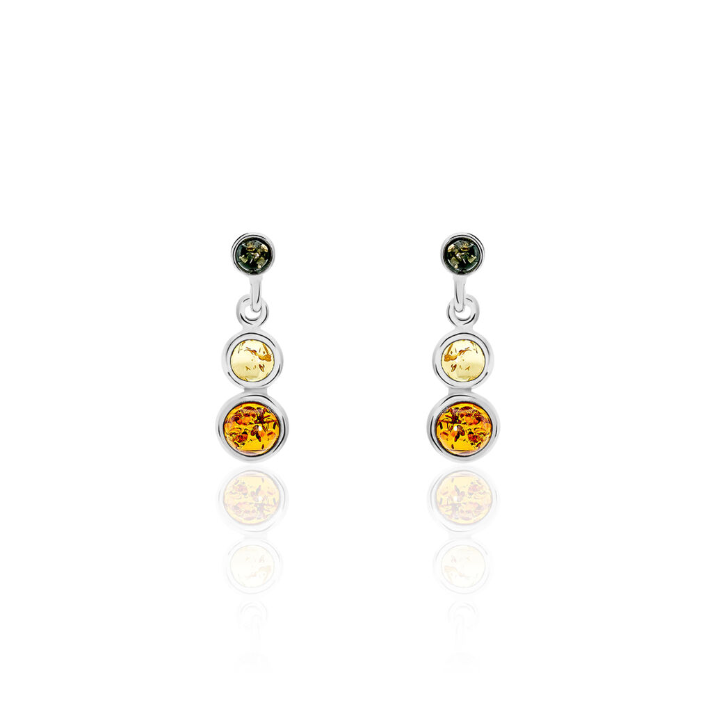 Boucles D'oreilles Argent Blanc Rosalie Ambres - Boucles d'oreilles fantaisie Femme | Histoire d’Or