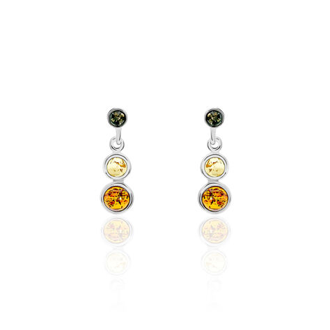 Boucles D'oreilles Argent Blanc Rosalie Ambres - Boucles d'oreilles fantaisie Femme | Histoire d’Or