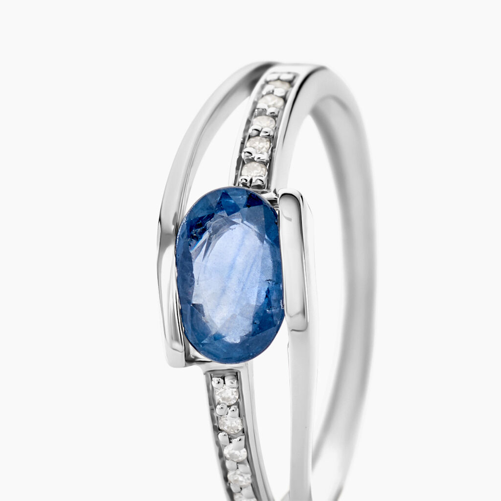 Bague Viyan Or Blanc Saphir Et Diamant - Bagues solitaires Femme | Histoire d’Or