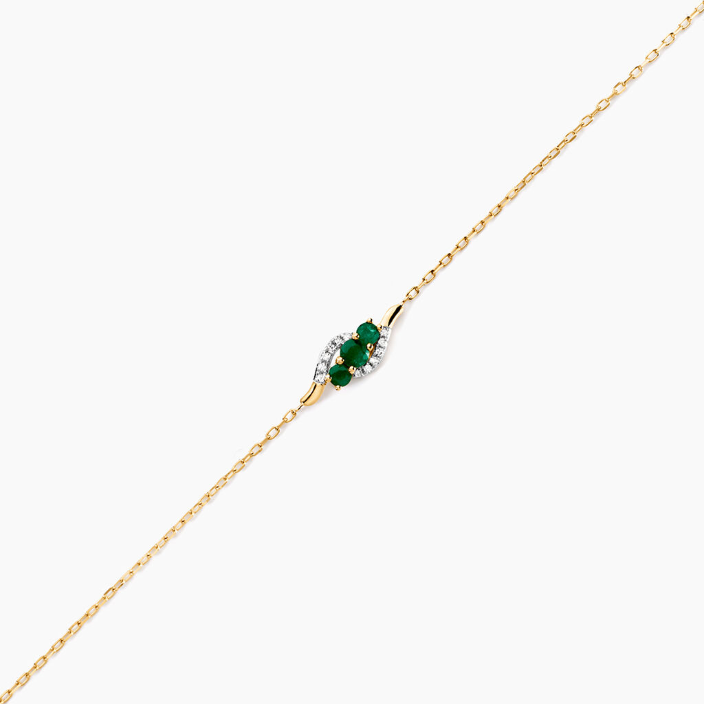 Bracelet Trinitie Or Jaune Emeraude Diamant - Bracelets Femme | Histoire d&rsquo;Or