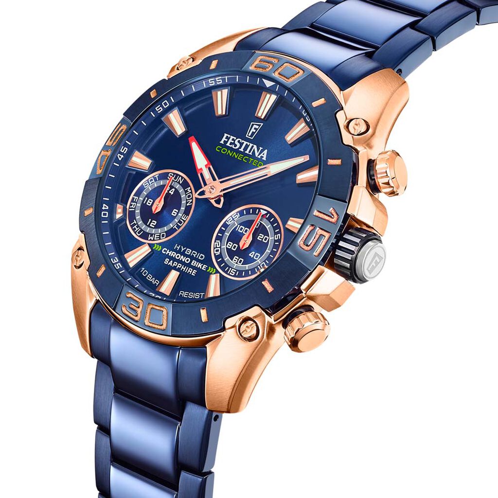 Coffret Montre Festina Chronobike Connectee Hybride Bleu - Montres Homme | Histoire d’Or
