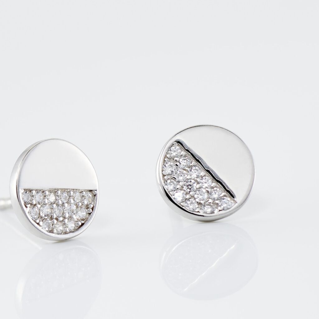 Boucles D'oreilles Puces Argent Blanc Viviano Oxydes De Zirconium - Boucles d'oreilles fantaisie Femme | Histoire d’Or