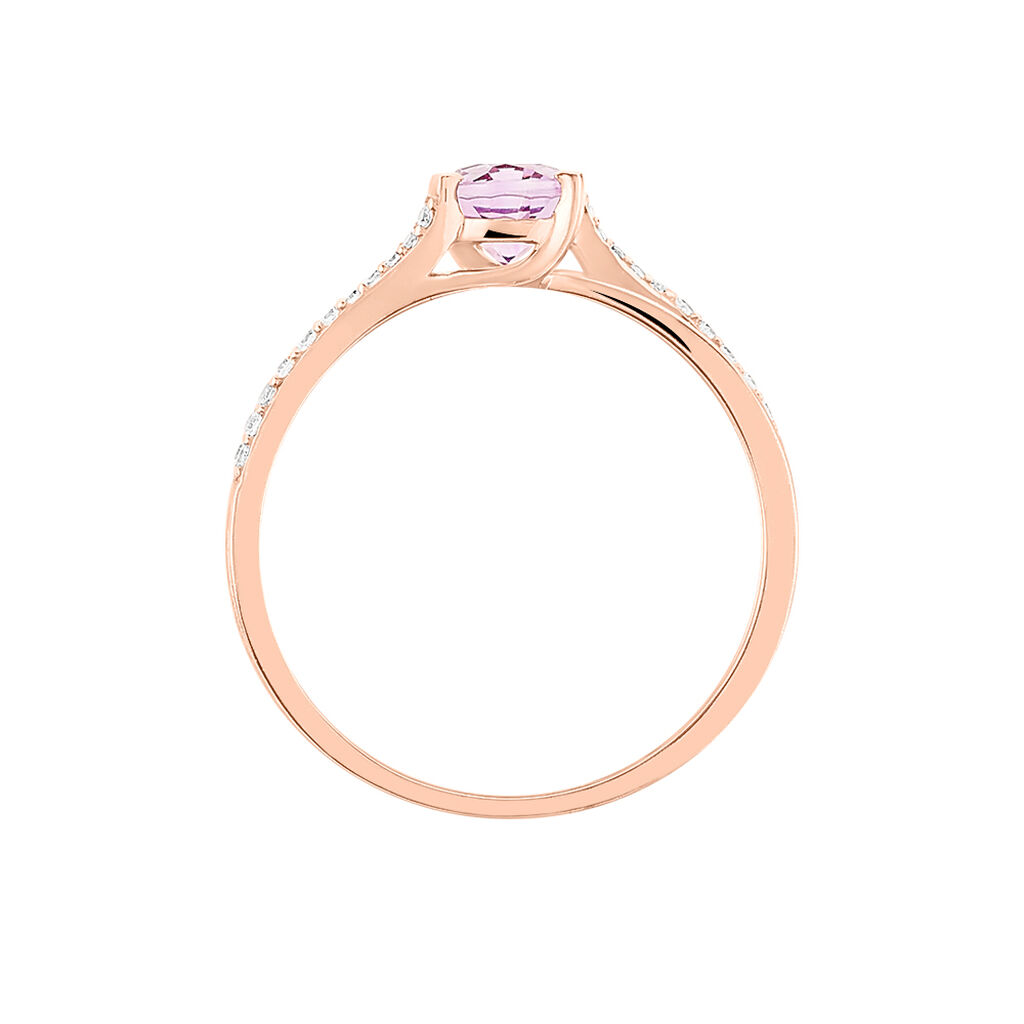 Bague Marie-eva Or Rose Amethyste Et Oxyde De Zirconium - Bagues solitaires Femme | Histoire d’Or