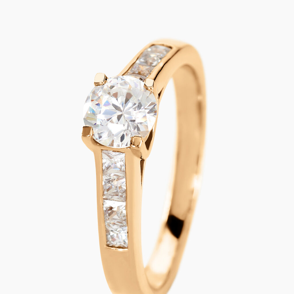 Bague Solitaire Stevie Plaqué Or Jaune Oxyde De Zirconium - Bagues solitaires Femme | Histoire d’Or