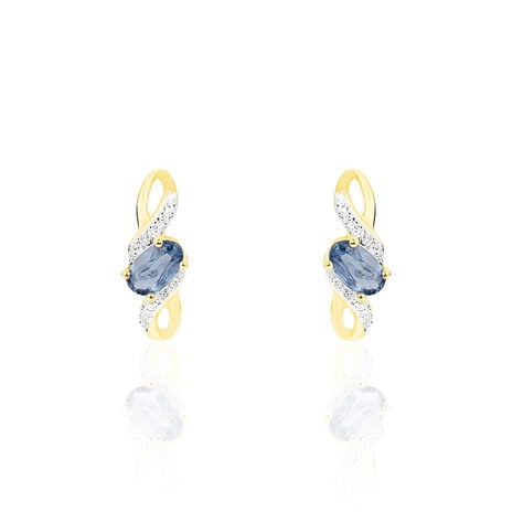 Boucles D'malia Oreilles Puces Malia Or Jaune Saphir Et Diamant - Boucles d'oreilles pendantes Femme | Histoire d&rsquo;Or