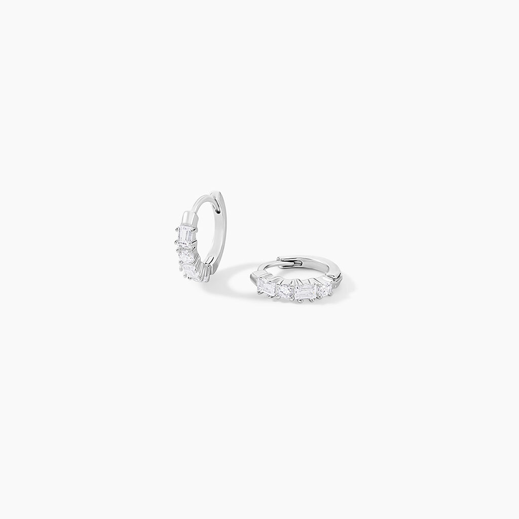 Cr&eacute;oles Argent Blanc Derren Oxydes De Zirconium - Boucles d'oreilles cr&eacute;oles Femme | Histoire d&rsquo;Or
