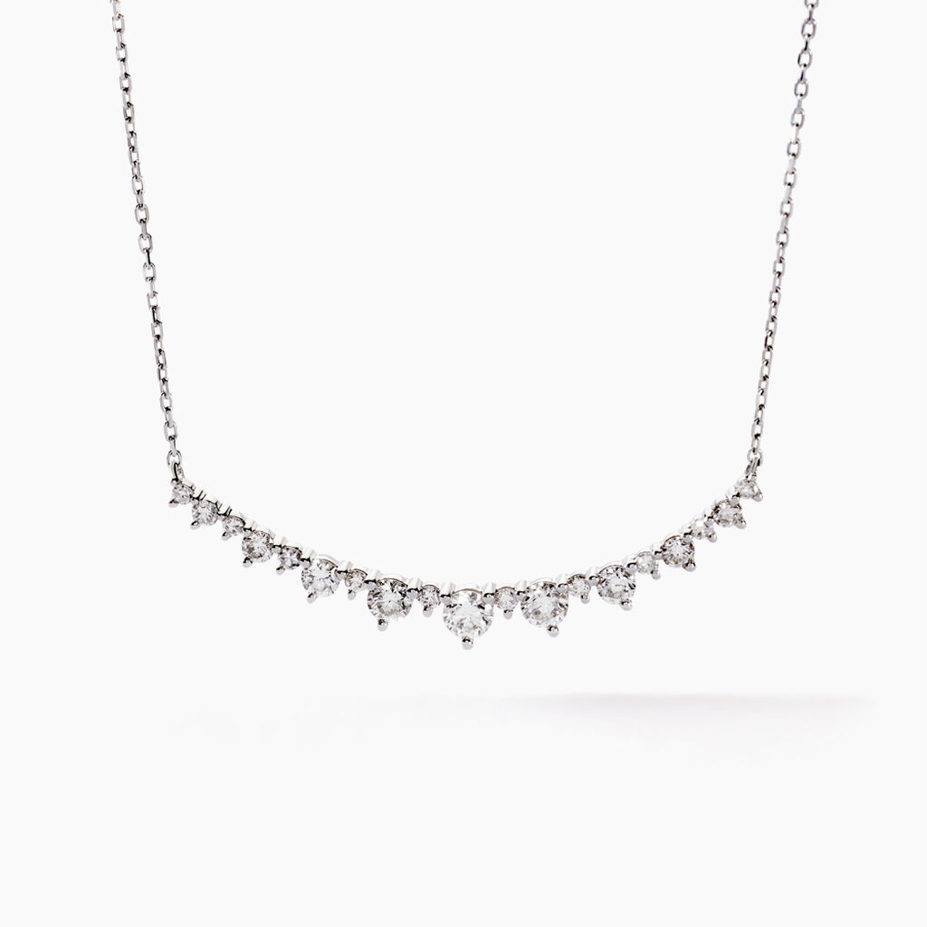 Collier Pericles Or Blanc Diamant Synth&eacute;tique - Colliers Femme | Histoire d&rsquo;Or