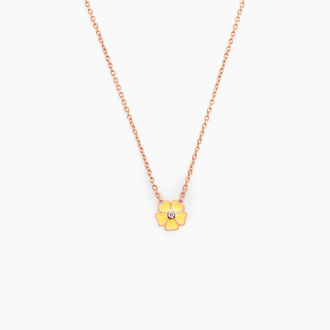 Collier Mimosa Argent Rose Oxyde De Zirconium - Ras de cou Femme | Histoire d&rsquo;Or