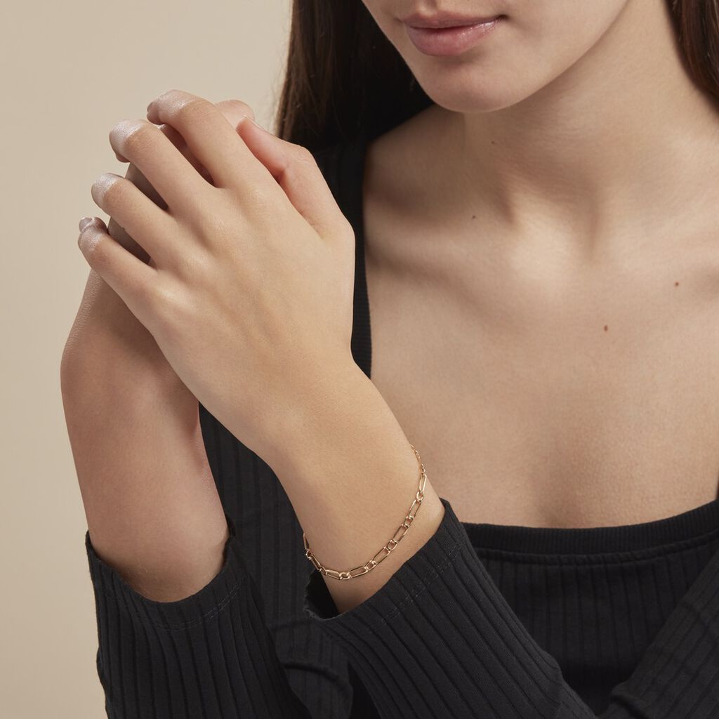 Bracelet Or Jaune Maille Alternée 1/1 - Bracelets chaîne Femme | Histoire d’Or